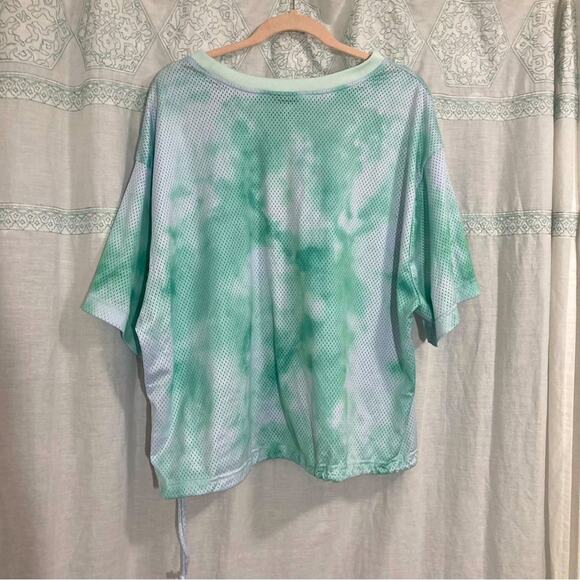 Nike activewear sportswear cropped mesh jersey top tie dye cinched hem size 2X - Picture 2 of 5